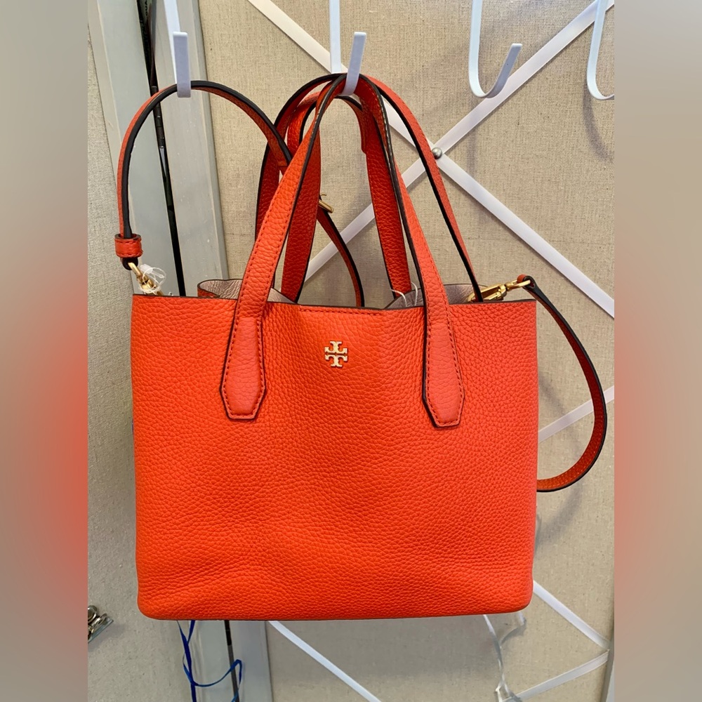 W/Tag 2022 Tory Burch Blake Small Tote/poppy Red/Shell pink